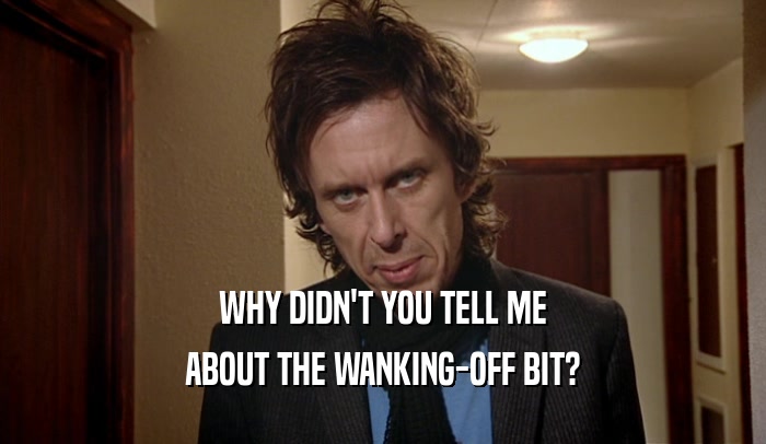 WHY DIDN'T YOU TELL ME ABOUT THE WANKING-OFF BIT? 