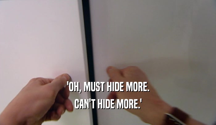 'OH, MUST HIDE MORE. CAN'T HIDE MORE.' 