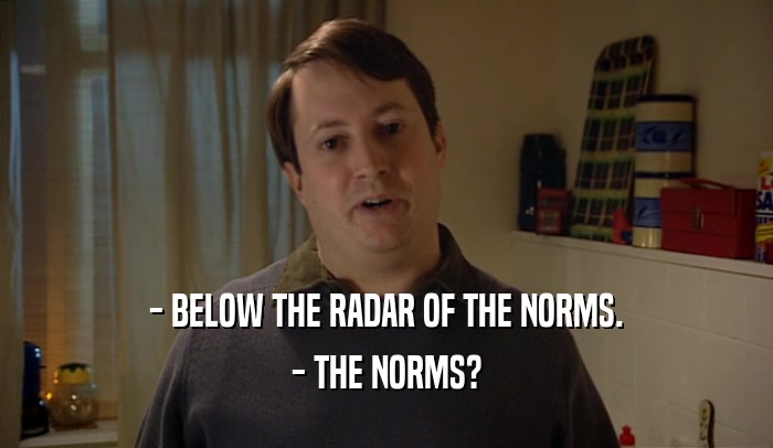 - BELOW THE RADAR OF THE NORMS. - THE NORMS? 