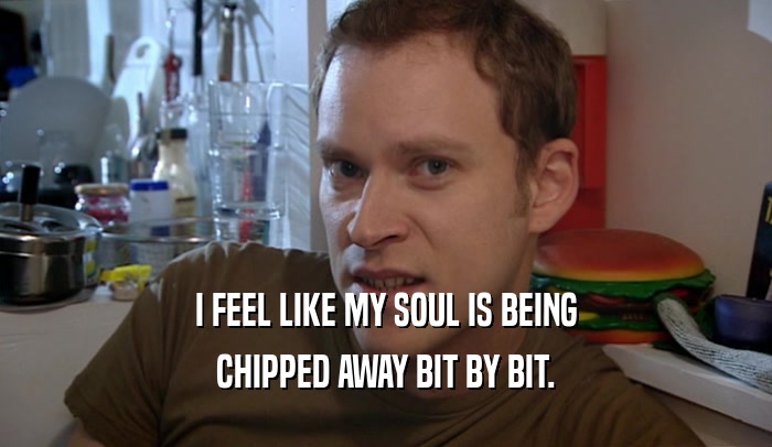 I FEEL LIKE MY SOUL IS BEING CHIPPED AWAY BIT BY BIT. 