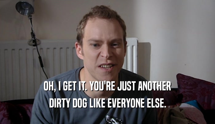 OH, I GET IT. YOU'RE JUST ANOTHER DIRTY DOG LIKE EVERYONE ELSE. 