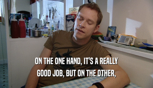 ON THE ONE HAND, IT'S A REALLY GOOD JOB, BUT ON THE OTHER, 