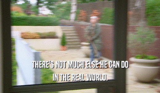 THERE'S NOT MUCH ELSE HE CAN DO IN THE REAL WORLD. 
