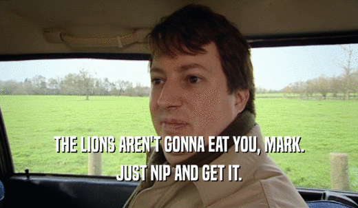 THE LIONS AREN'T GONNA EAT YOU, MARK. JUST NIP AND GET IT. 