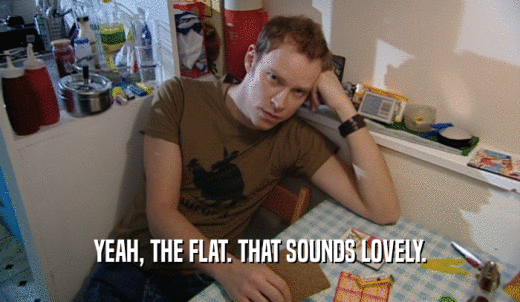 YEAH, THE FLAT. THAT SOUNDS LOVELY.  