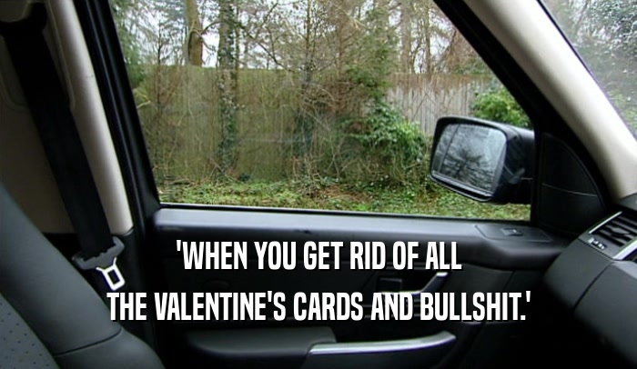 'WHEN YOU GET RID OF ALL
 THE VALENTINE'S CARDS AND BULLSHIT.'
 
