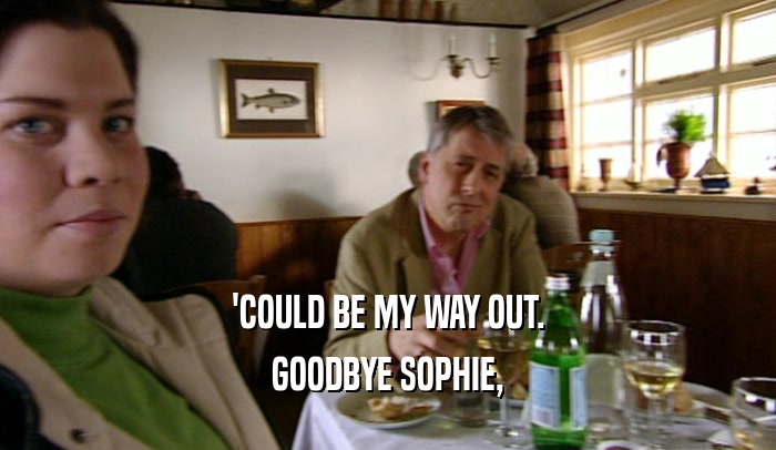 'COULD BE MY WAY OUT. GOODBYE SOPHIE, 