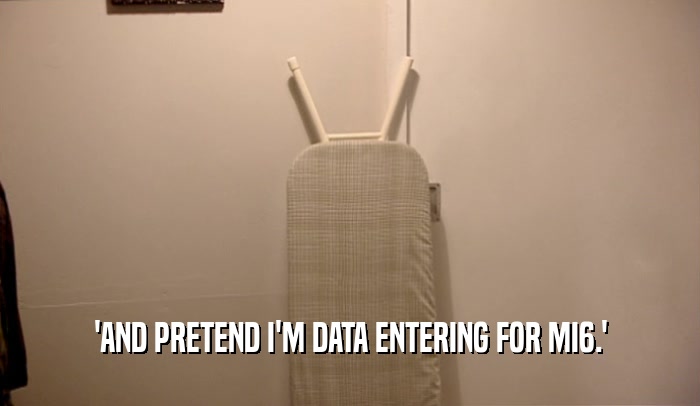 'AND PRETEND I'M DATA ENTERING FOR MI6.'  