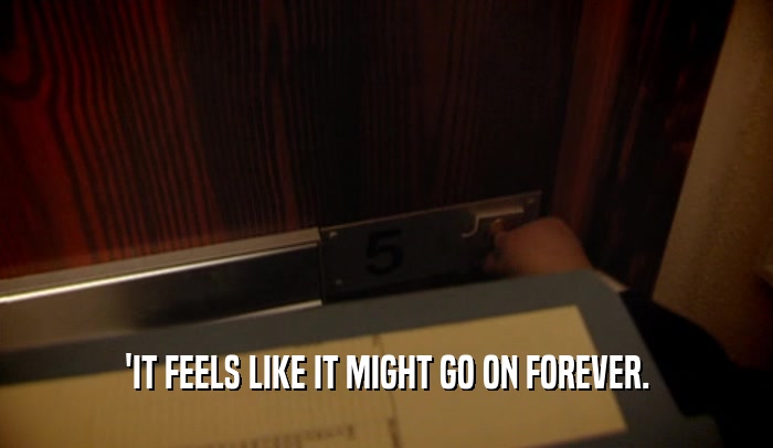 'IT FEELS LIKE IT MIGHT GO ON FOREVER.  