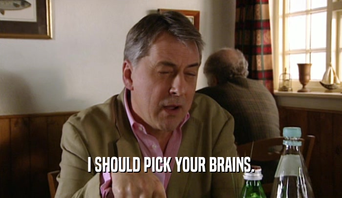 I SHOULD PICK YOUR BRAINS.  