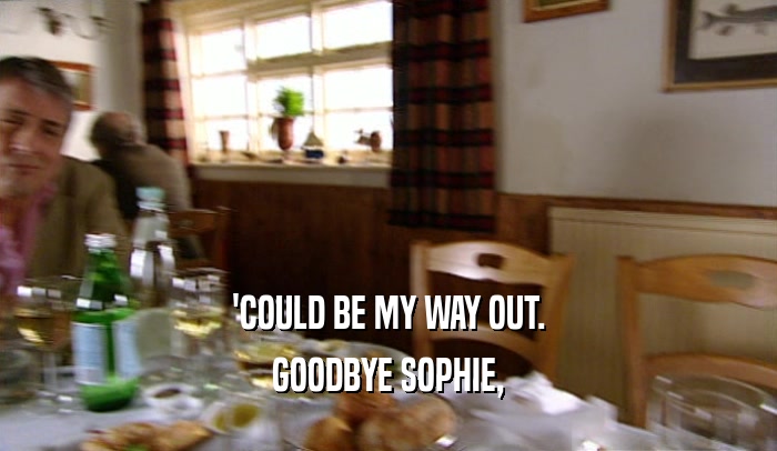 'COULD BE MY WAY OUT. GOODBYE SOPHIE, 