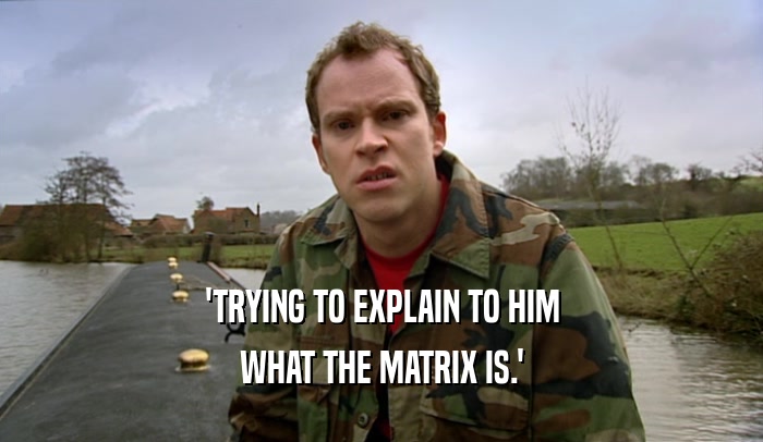 'TRYING TO EXPLAIN TO HIM WHAT THE MATRIX IS.' 