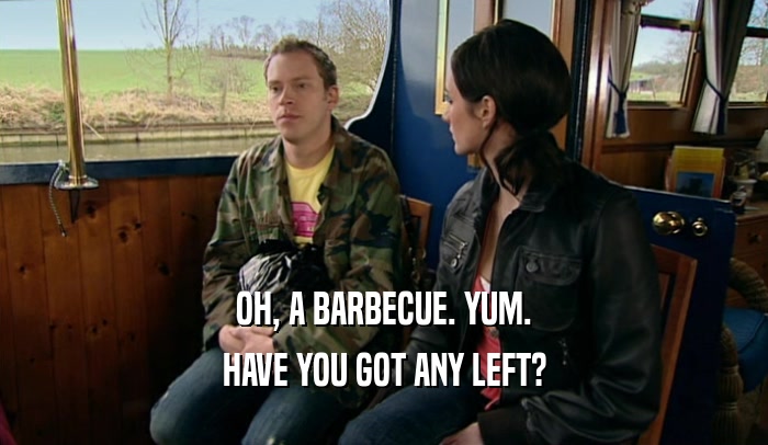 OH, A BARBECUE. YUM. HAVE YOU GOT ANY LEFT? 