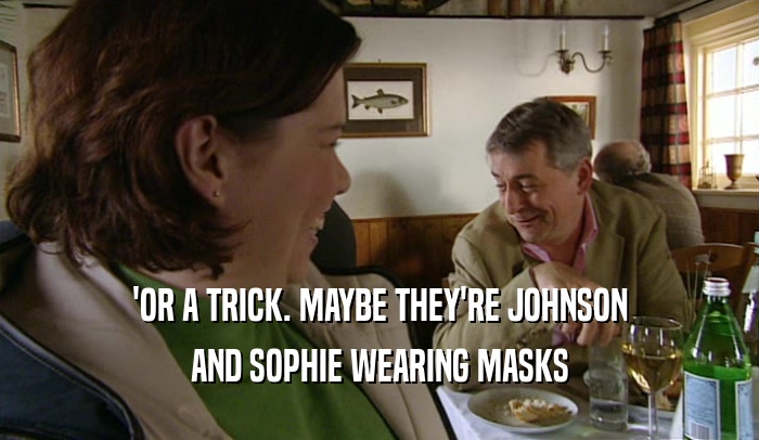 'OR A TRICK. MAYBE THEY'RE JOHNSON AND SOPHIE WEARING MASKS 
