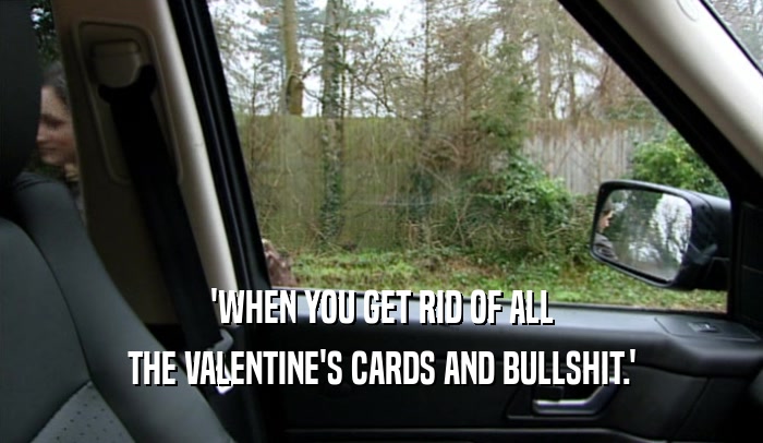 'WHEN YOU GET RID OF ALL
 THE VALENTINE'S CARDS AND BULLSHIT.'
 