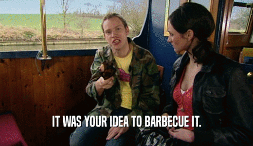 IT WAS YOUR IDEA TO BARBECUE IT.  