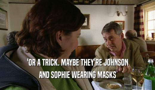 'OR A TRICK. MAYBE THEY'RE JOHNSON AND SOPHIE WEARING MASKS 