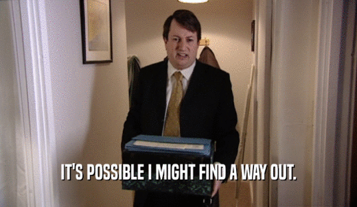 IT'S POSSIBLE I MIGHT FIND A WAY OUT.  