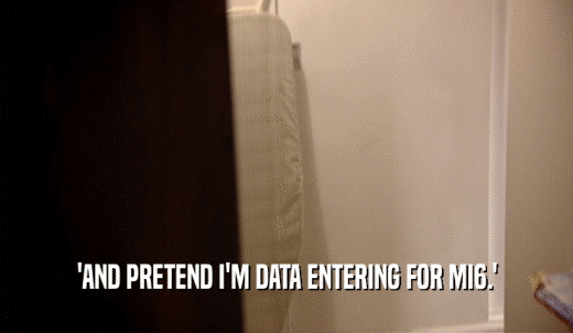 'AND PRETEND I'M DATA ENTERING FOR MI6.'  