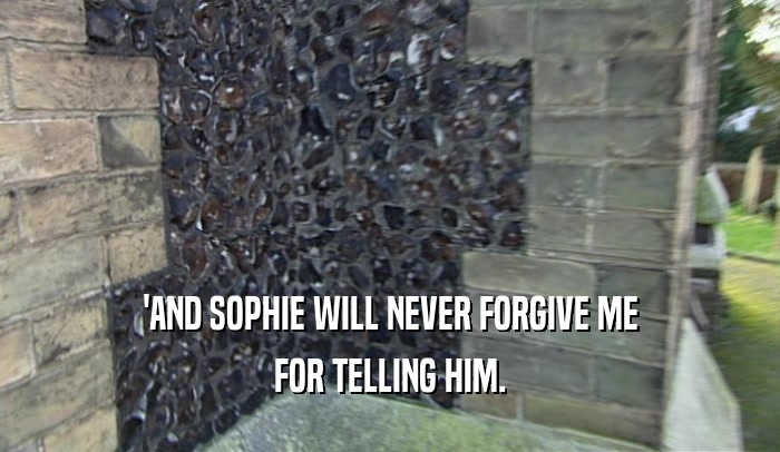 'AND SOPHIE WILL NEVER FORGIVE ME FOR TELLING HIM. 