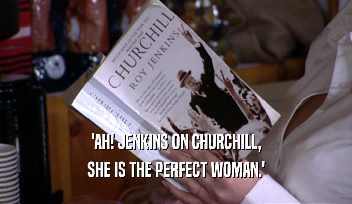 'AH! JENKINS ON CHURCHILL,
 SHE IS THE PERFECT WOMAN.'
 