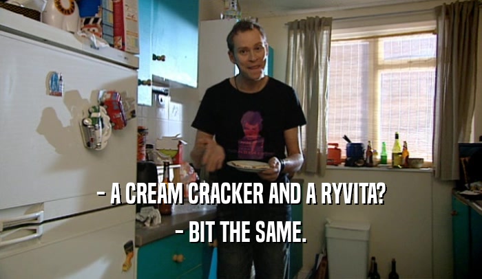 - A CREAM CRACKER AND A RYVITA? - BIT THE SAME. 