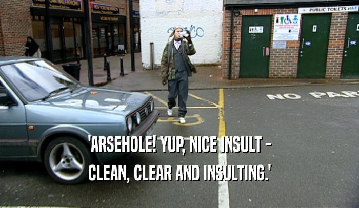 'ARSEHOLE! YUP, NICE INSULT -
 CLEAN, CLEAR AND INSULTING.'
 