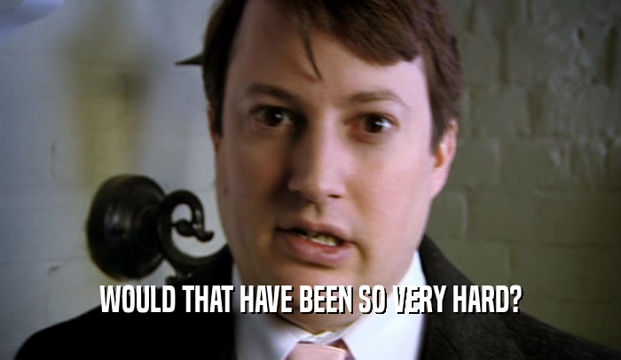 WOULD THAT HAVE BEEN SO VERY HARD?  