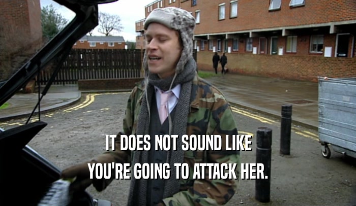 IT DOES NOT SOUND LIKE YOU'RE GOING TO ATTACK HER. 