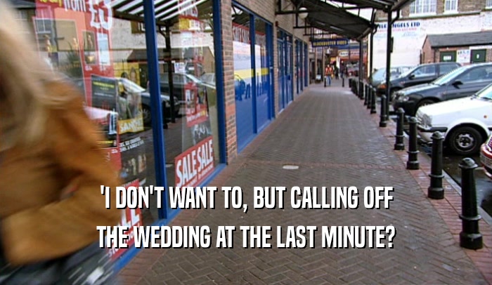 'I DON'T WANT TO, BUT CALLING OFF THE WEDDING AT THE LAST MINUTE? 