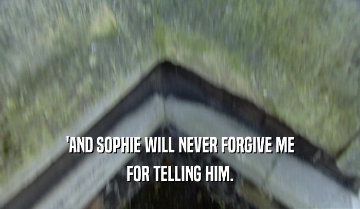 'AND SOPHIE WILL NEVER FORGIVE ME FOR TELLING HIM. 