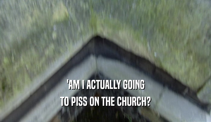 'AM I ACTUALLY GOING TO PISS ON THE CHURCH? 