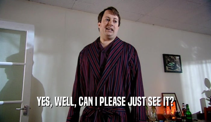 YES, WELL, CAN I PLEASE JUST SEE IT?  