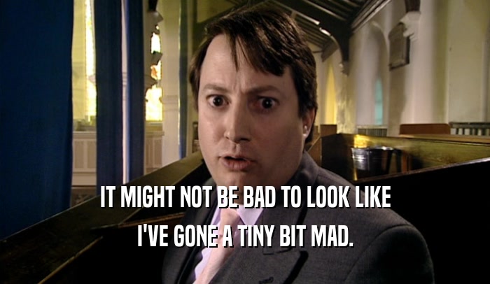 IT MIGHT NOT BE BAD TO LOOK LIKE I'VE GONE A TINY BIT MAD. 
