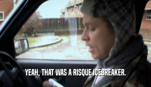 YEAH, THAT WAS A RISQUE ICEBREAKER.  