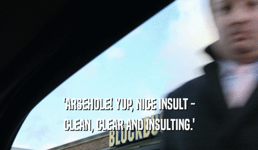 'ARSEHOLE! YUP, NICE INSULT - CLEAN, CLEAR AND INSULTING.' 
