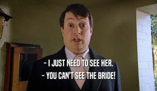 - I JUST NEED TO SEE HER. - YOU CAN'T SEE THE BRIDE! 