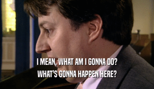 I MEAN, WHAT AM I GONNA DO? WHAT'S GONNA HAPPEN HERE? 