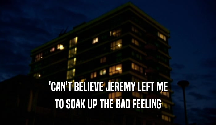 'CAN'T BELIEVE JEREMY LEFT ME TO SOAK UP THE BAD FEELING 