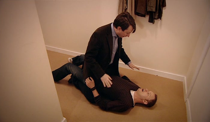 OK, I'M NOT GOING TO HURT YOU. I'M JUST KEEPING YOU HERE TILL THE POLICE ARRIVE. 