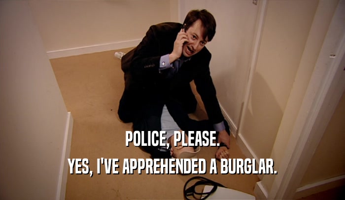 POLICE, PLEASE. YES, I'VE APPREHENDED A BURGLAR. 