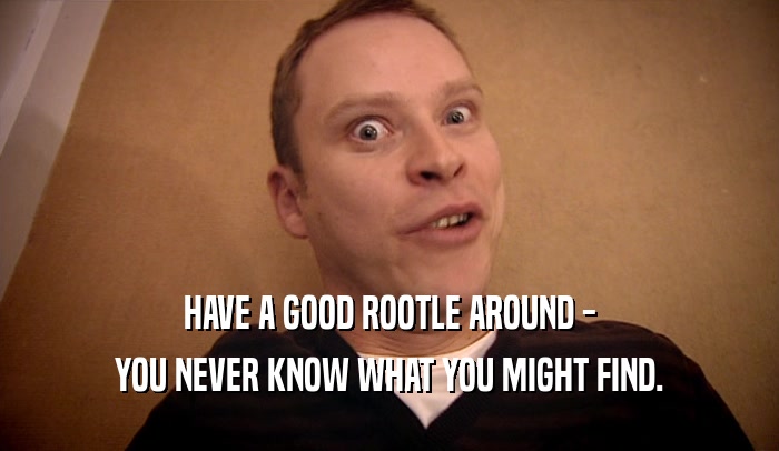 HAVE A GOOD ROOTLE AROUND - YOU NEVER KNOW WHAT YOU MIGHT FIND. 