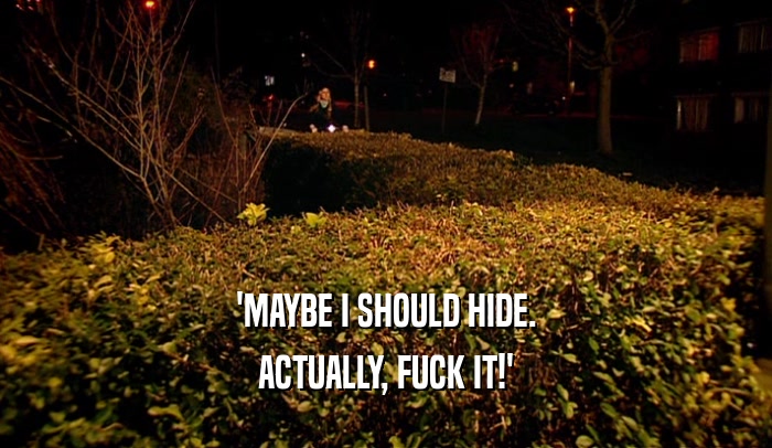 'MAYBE I SHOULD HIDE. ACTUALLY, FUCK IT!' 