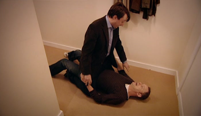 OK, I'M NOT GOING TO HURT YOU. I'M JUST KEEPING YOU HERE TILL THE POLICE ARRIVE. 