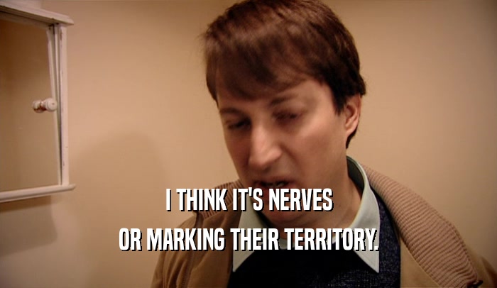 I THINK IT'S NERVES OR MARKING THEIR TERRITORY. 