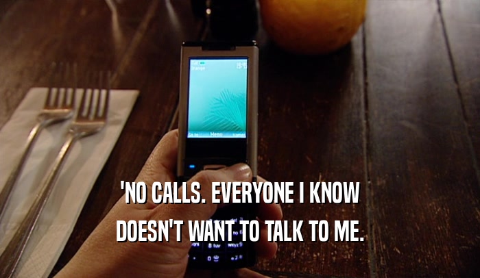 'NO CALLS. EVERYONE I KNOW DOESN'T WANT TO TALK TO ME. 