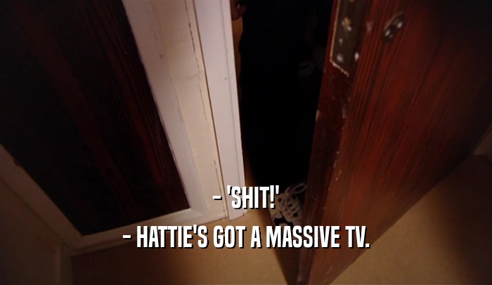- 'SHIT!'
 - HATTIE'S GOT A MASSIVE TV.
 