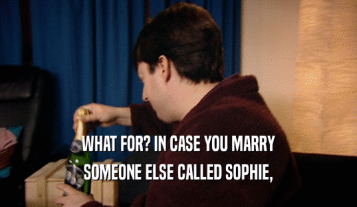 WHAT FOR? IN CASE YOU MARRY SOMEONE ELSE CALLED SOPHIE, 