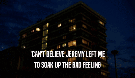'CAN'T BELIEVE JEREMY LEFT ME TO SOAK UP THE BAD FEELING 