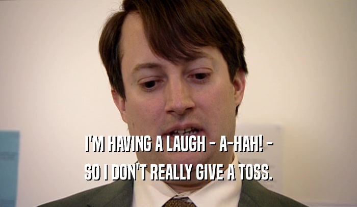 I'M HAVING A LAUGH - A-HAH! - SO I DON'T REALLY GIVE A TOSS. 